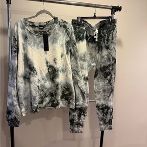 Mono B Black and White Tie-Dye Jogger Set NWT